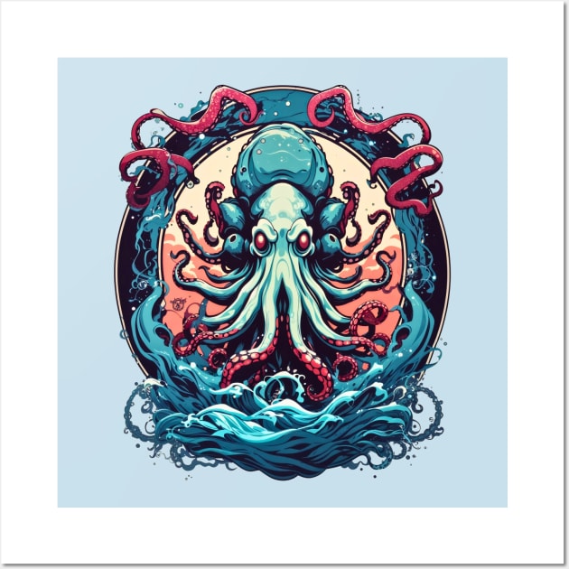 Release The Kraken  retro vintage design Wall Art by Neon City Bazaar